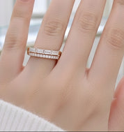 14K Rose Gold Baguette and Round Diamond Wedding Band-Black Diamonds New York