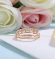 14K Rose Gold Baguette and Round Diamond Wedding Band-Black Diamonds New York