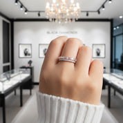 14K Rose Gold Baguette and Round Diamond Option Wedding Band-Black Diamonds New York
