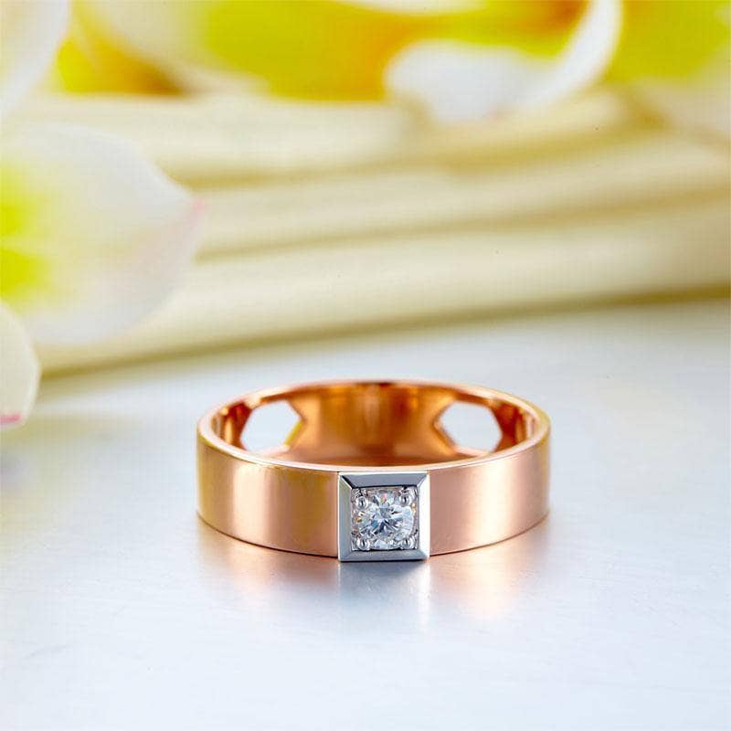 14K Rose Gold Band Ring Natural Diamond