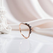 14k Rose Gold Black Diamond Option Stackable Wedding Band-Black Diamonds New York
