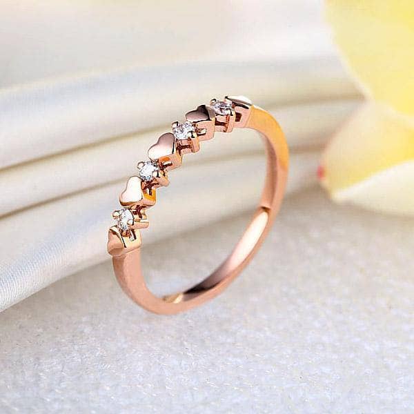 14K Rose Gold Bridal Heart Ring 0.11ct Natural Diamonds