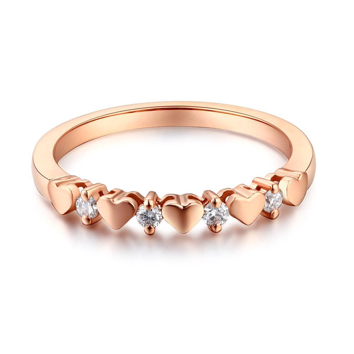 14K Rose Gold Bridal Heart Ring 0.11ct Natural Diamonds-Black Diamonds New York