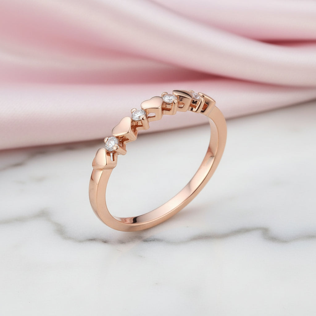 14k Rose Gold Bridal Heart Ring 0.11ct Natural Diamond Option-Black Diamonds New York