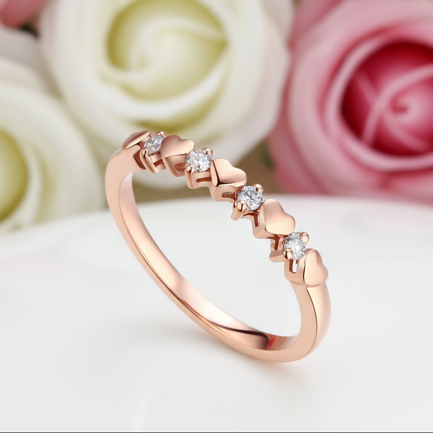 14k Rose Gold Bridal Heart Ring 0.11ct Natural Diamond-Black Diamonds New York