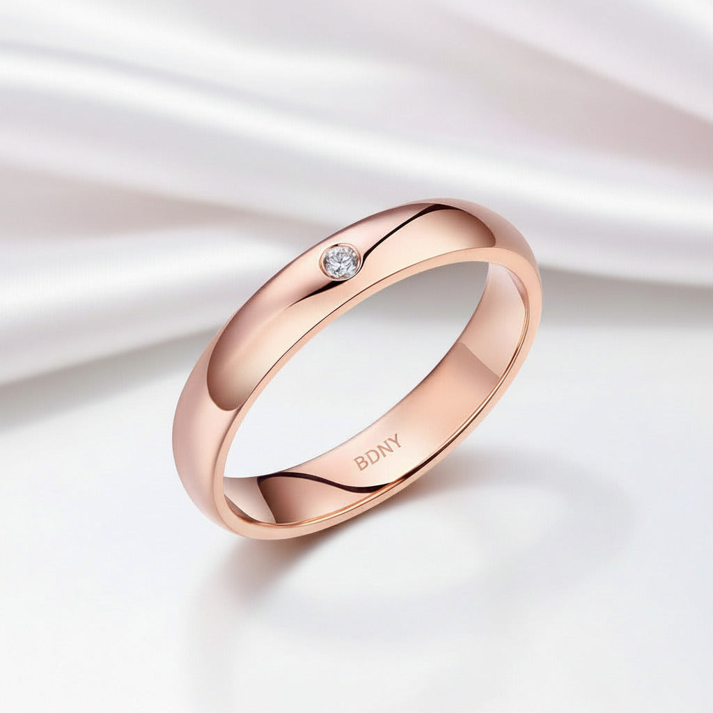 14k Rose Gold Bridal Ring 0.03ct Diamond Option-Black Diamonds New York