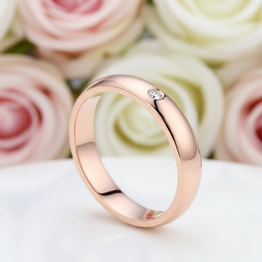 14k Rose Gold Bridal Ring 0.03ct Natural Diamond-Black Diamonds New York