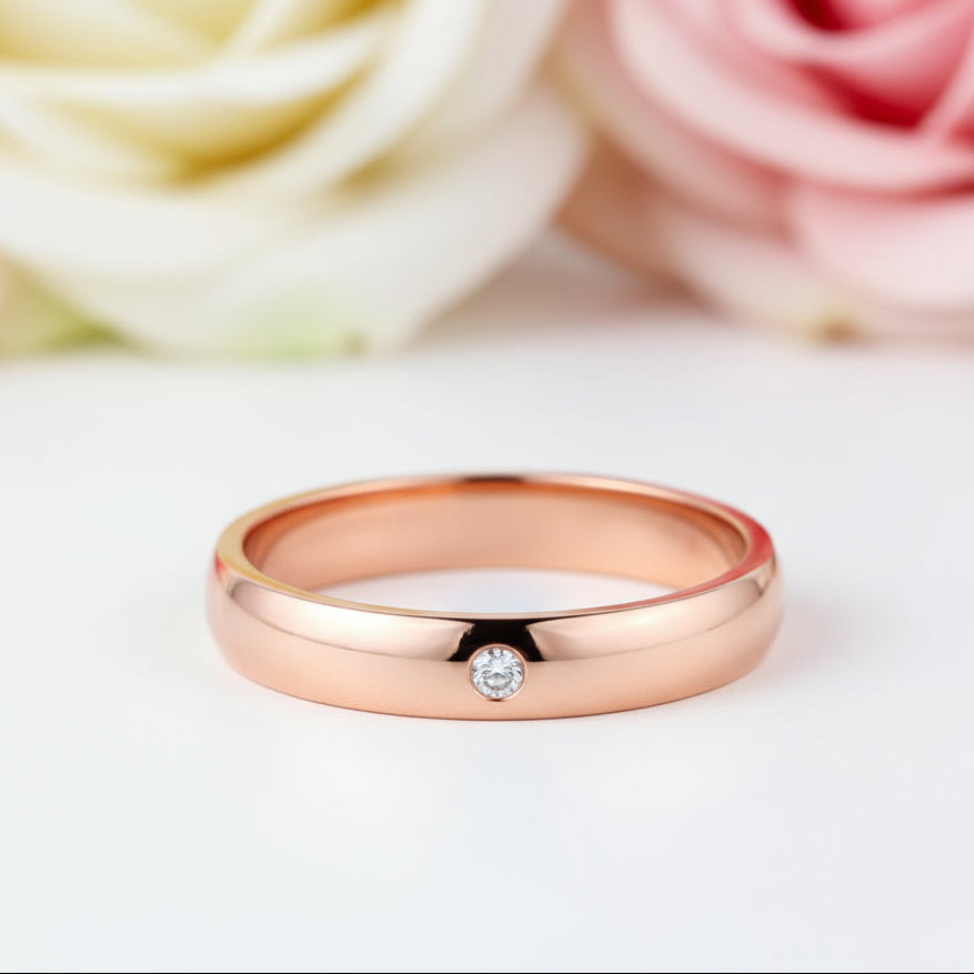 14k Rose Gold Bridal Ring 0.03ct Natural Diamond-Black Diamonds New York