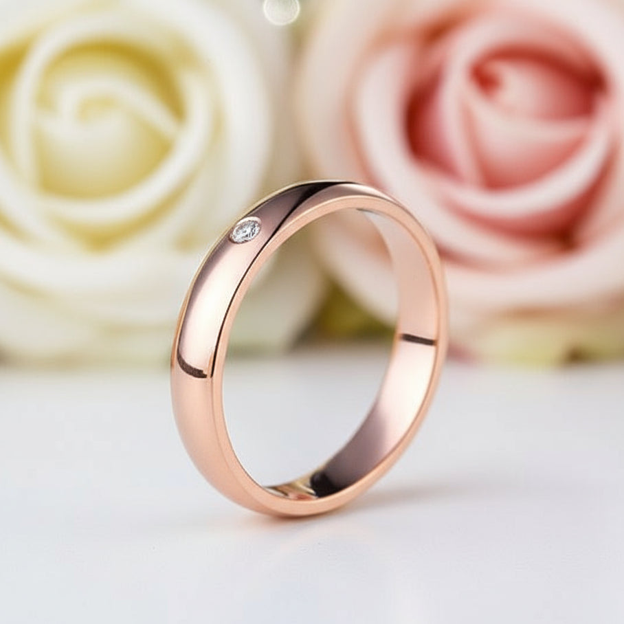 14k Rose Gold Bridal Ring 0.03ct Natural Diamond-Black Diamonds New York