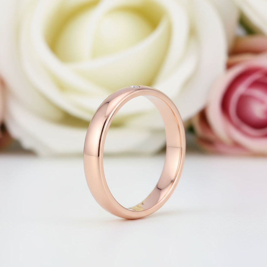 14k Rose Gold Bridal Ring 0.03ct Natural Diamond-Black Diamonds New York