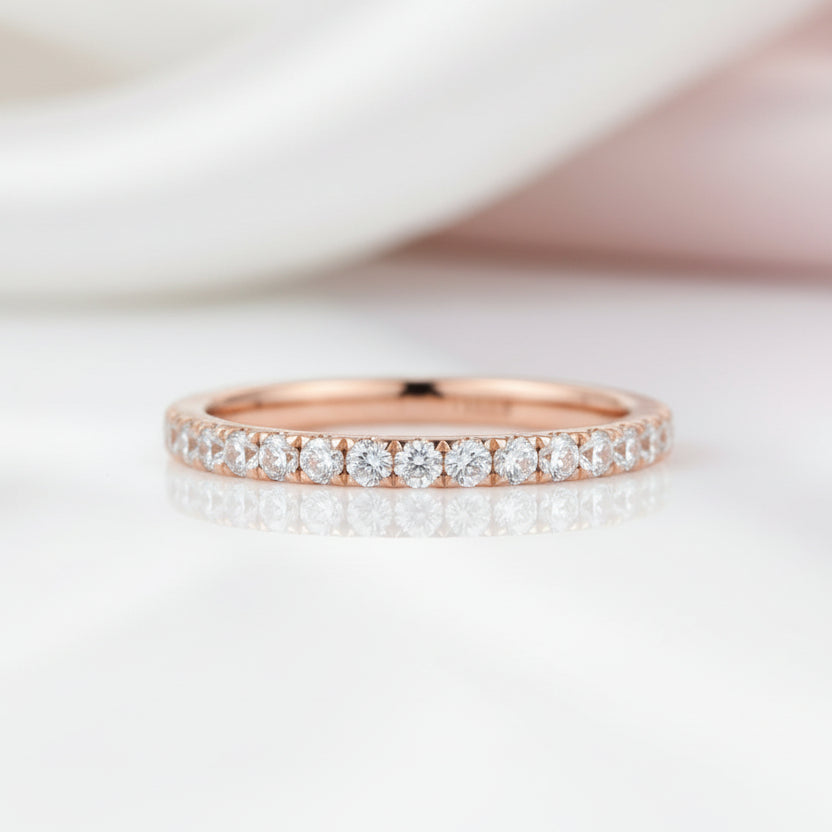 14k Rose Gold DEF Color Diamond Option Stack Half Eternity Wedding Band-Black Diamonds New York