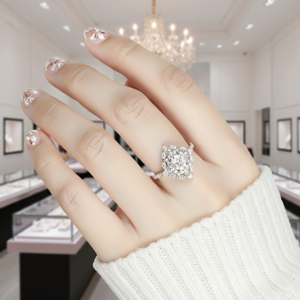 14k Rose Gold Double Halo Oval Cut Diamond Engagement Ring-Black Diamonds New York