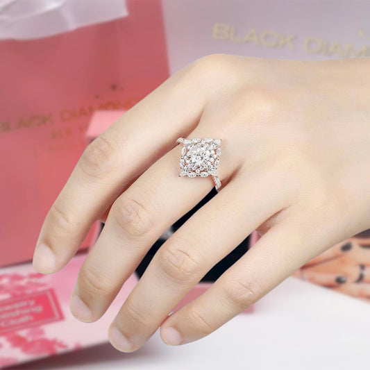 14k Rose Gold Double Halo Oval Cut Diamond Engagement Ring-Black Diamonds New York