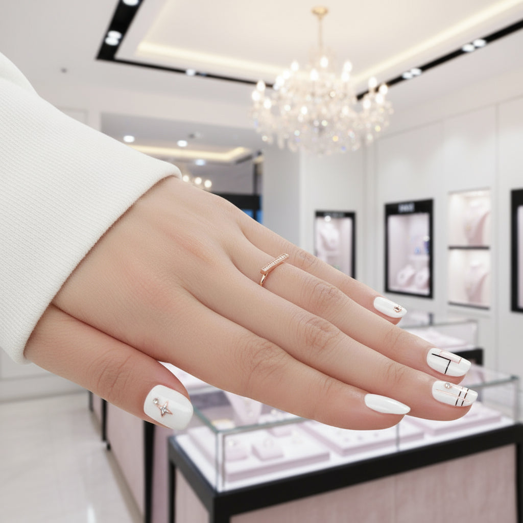 14k Rose Gold Elegant Wedding Band 0.07ct Natural Diamond-Black Diamonds New York