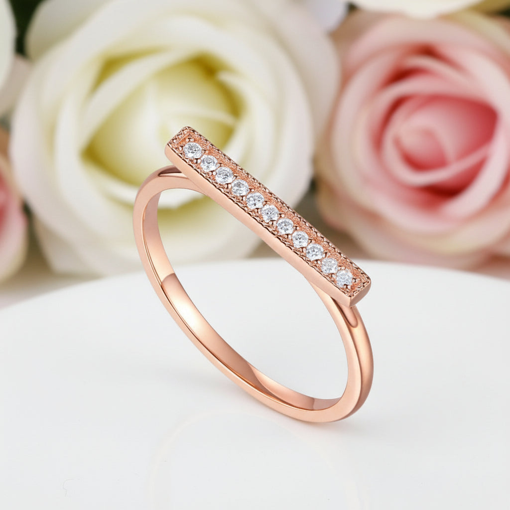 14k Rose Gold Elegant Wedding Band 0.07ct Natural Diamond-Black Diamonds New York