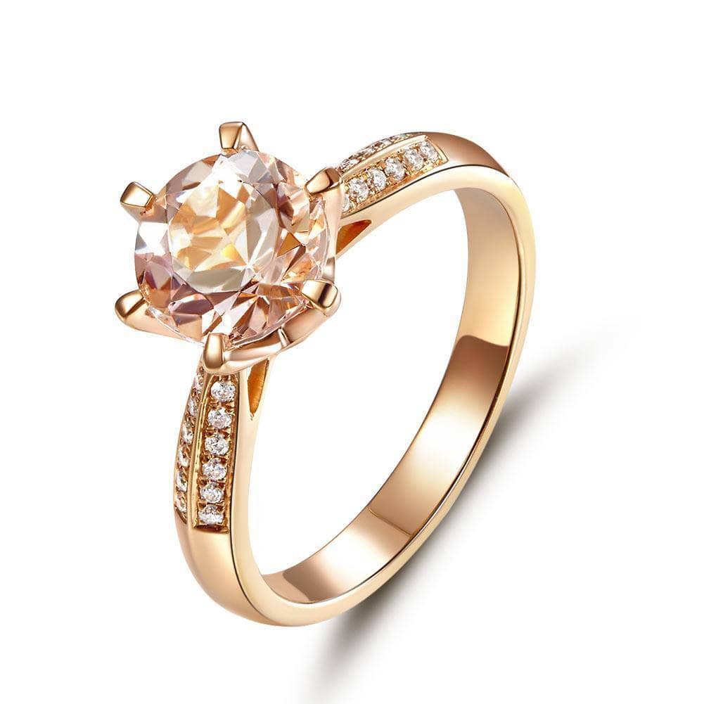 14K Rose Gold Engagement Ring Peach Morganite Natural Diamonds