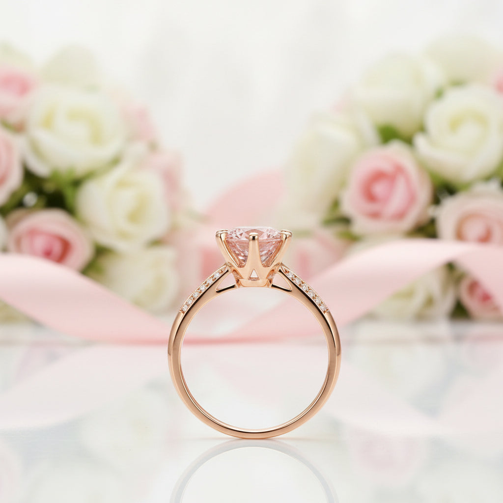 14k Rose Gold Engagement Peach Morganite Diamond Option Ring-Black Diamonds New York
