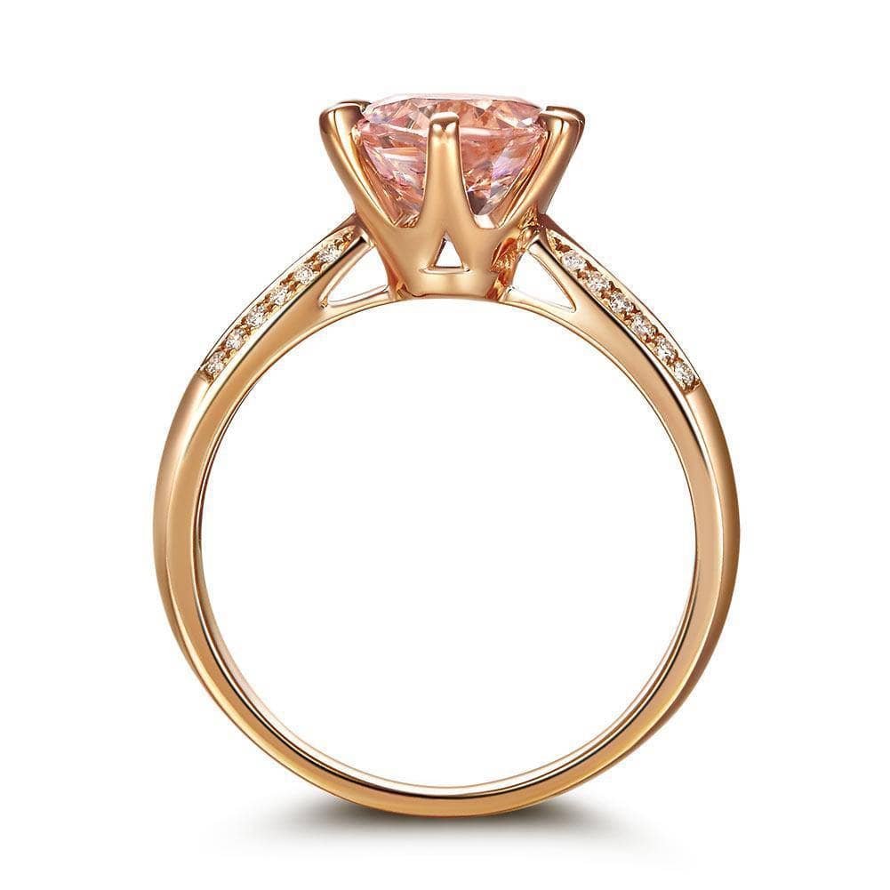 14K Rose Gold Engagement Peach Morganite Natural Diamond Ring-Black Diamonds New York