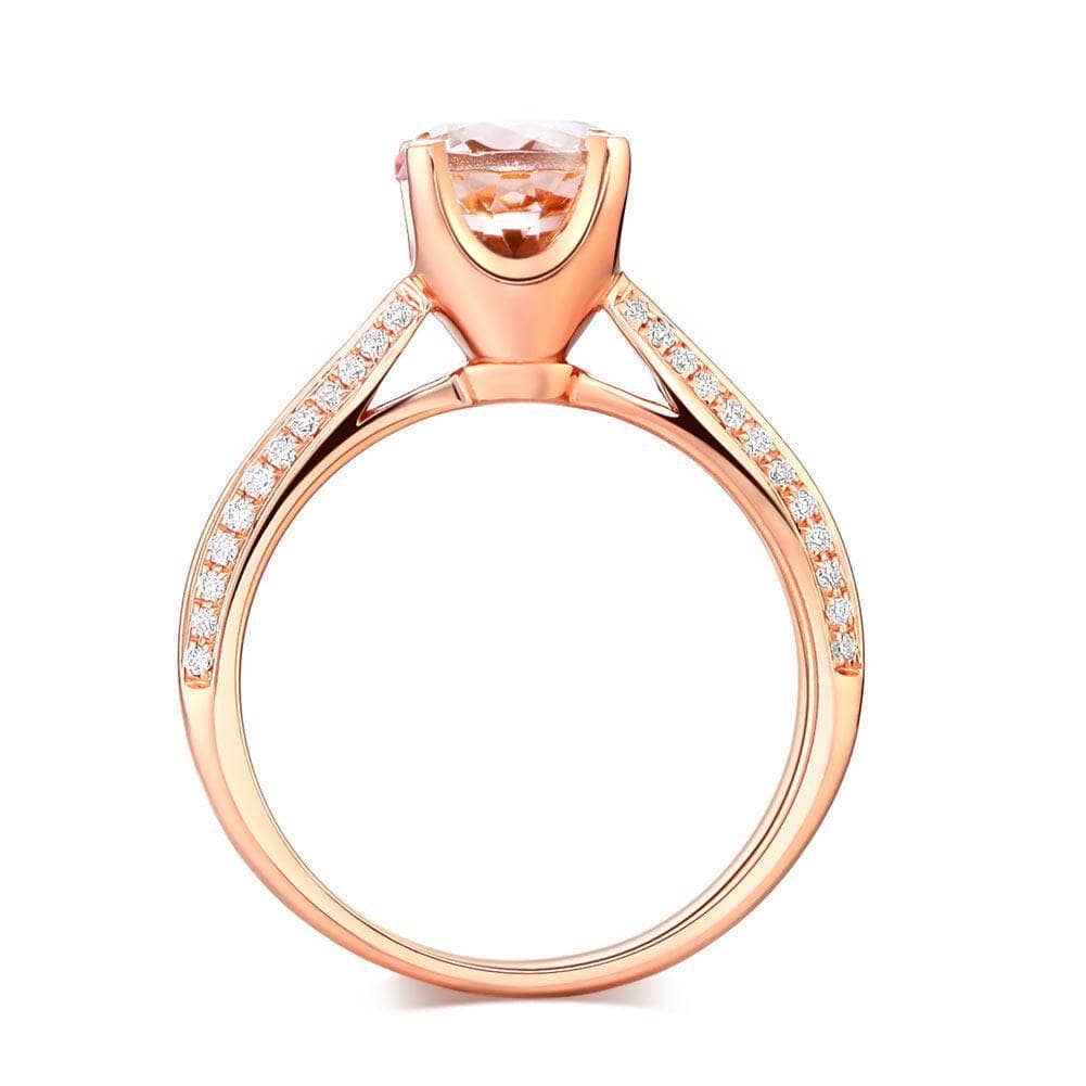 14K Rose Gold Engagement Ring 1.2ct Peach Morganite 0.2ct Natural Diamond