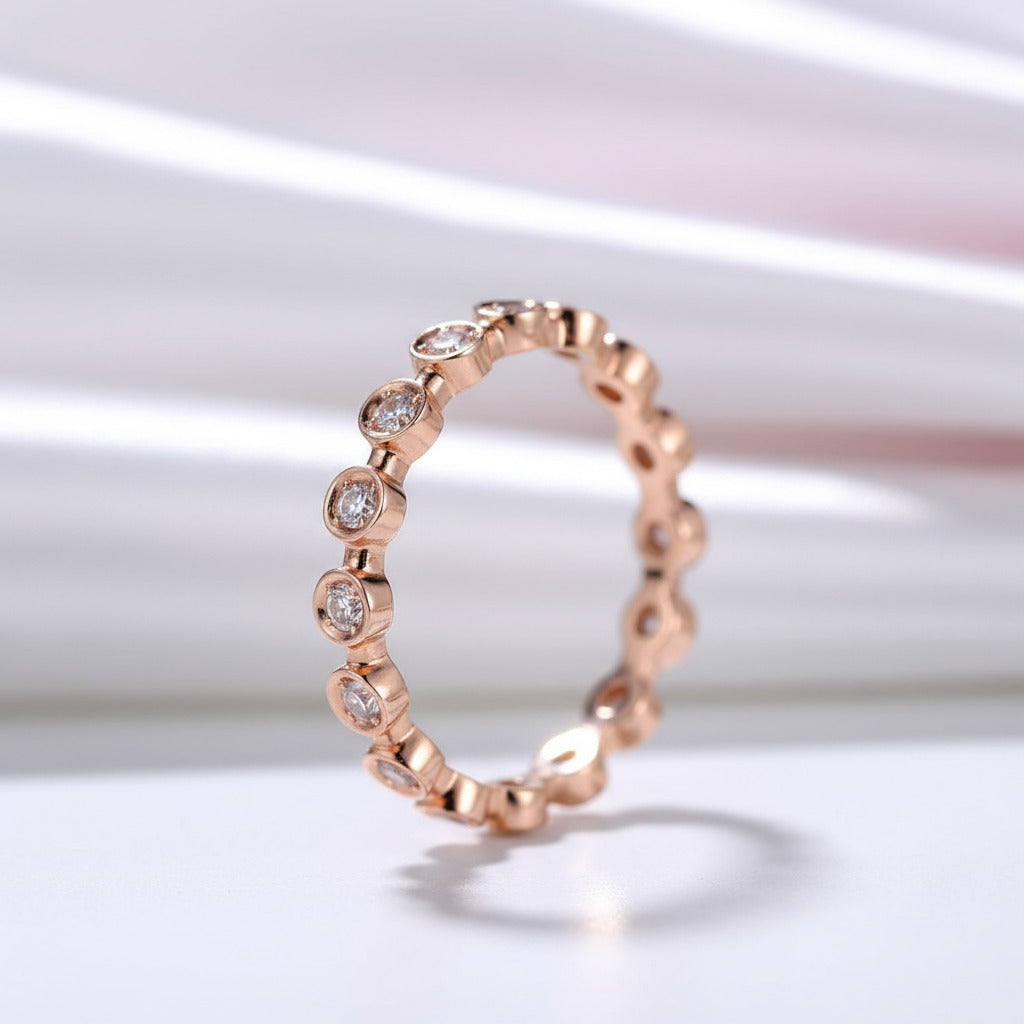 14k Rose Gold Eternity Diamond Wedding Band-Black Diamonds New York