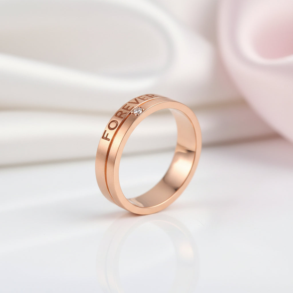14k Rose Gold Forever Men Ring with Diamond Option-Black Diamonds New York