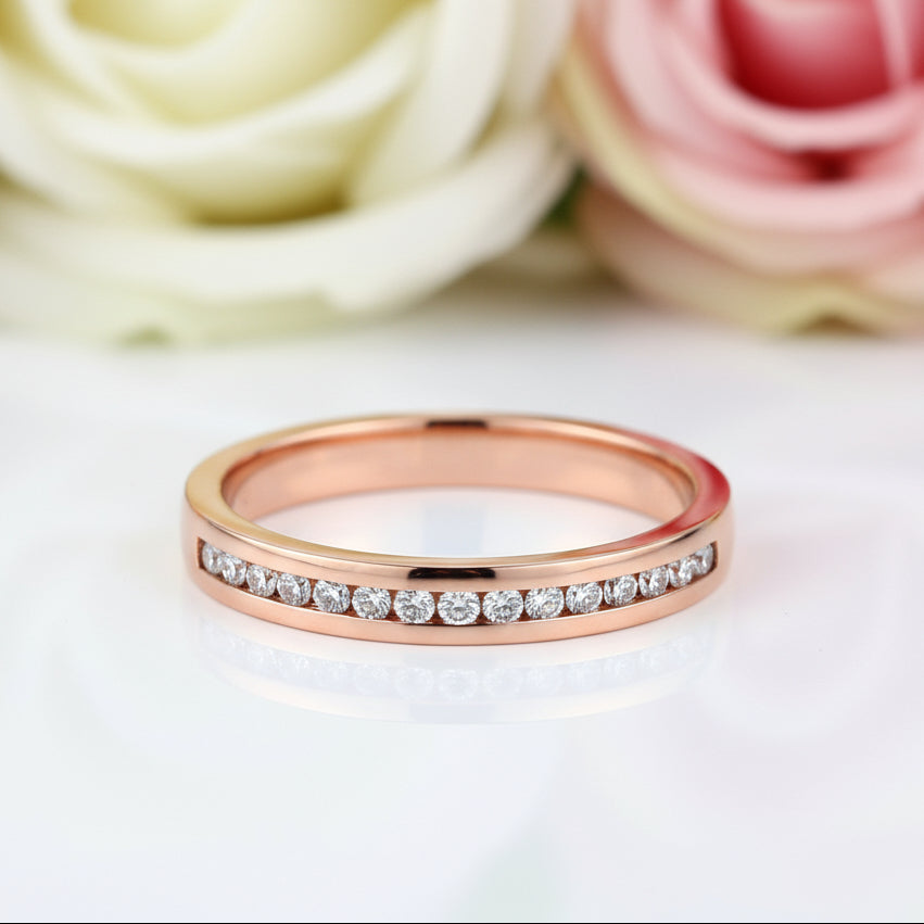 14k Rose Gold Half Eternity Ring 0.17ct Natural Diamond-Black Diamonds New York