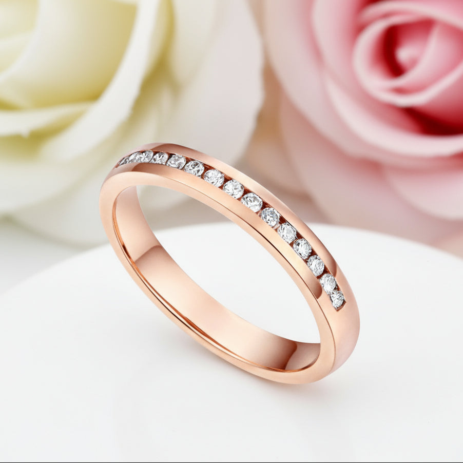 14k Rose Gold Half Eternity Ring 0.17ct Natural Diamond-Black Diamonds New York