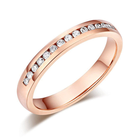 14K Rose Gold Half Eternity Ring 0.17ct Natural Diamonds