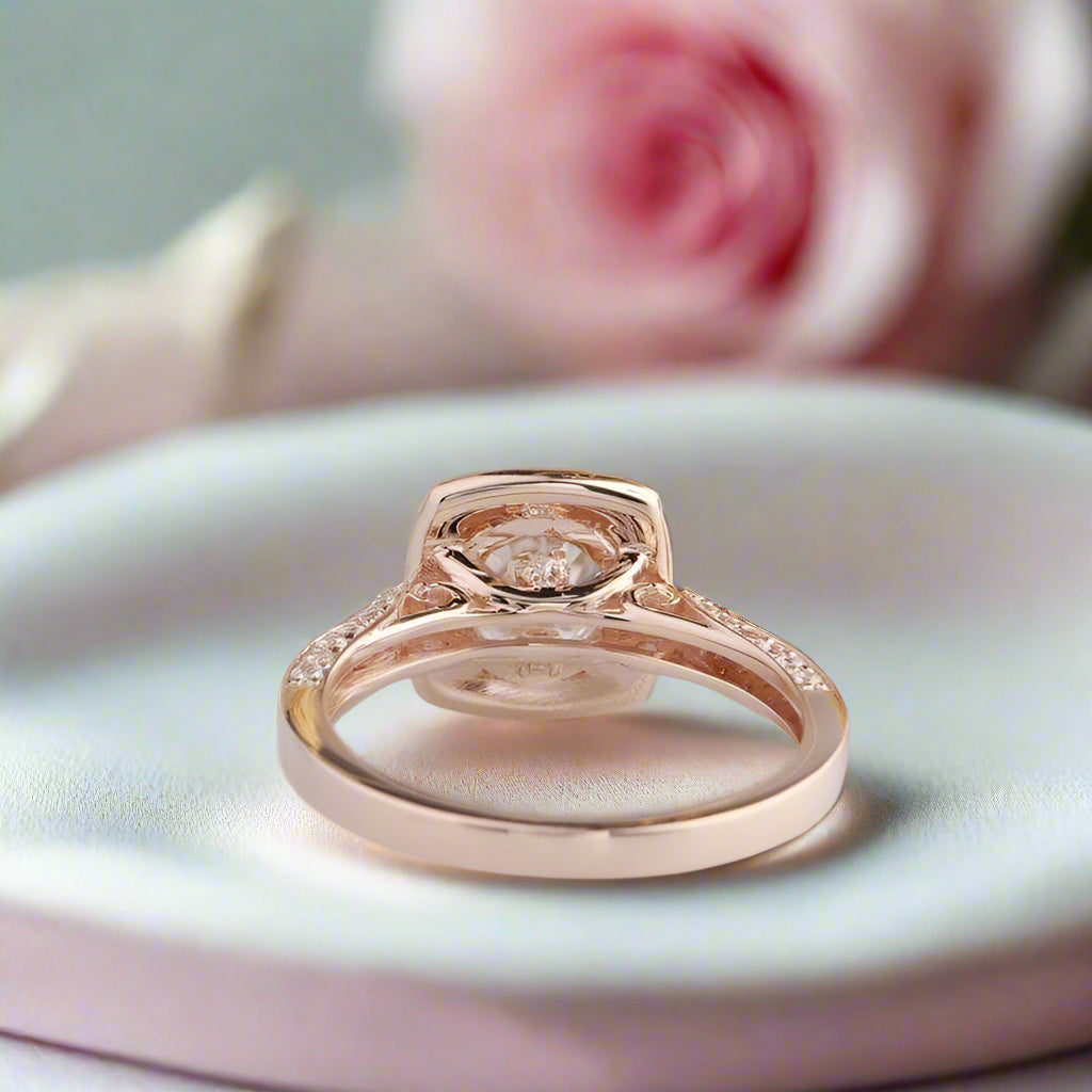 14k Rose Gold Halo 1.2ct Diamond Engagement Ring-Black Diamonds New York