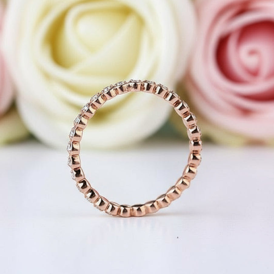 14k Rose Gold Heart Eternity Ring 0.33 Ct Natural Diamond-Black Diamonds New York