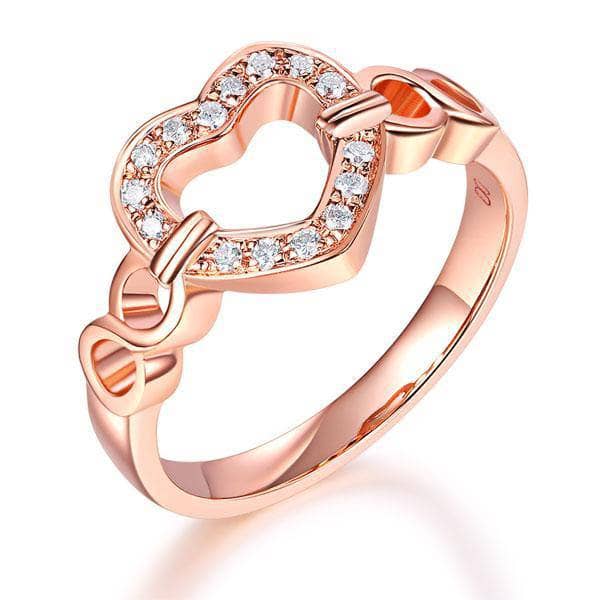 14K Rose Gold Heart Promise Ring 0.1ct Natural Diamond-Black Diamonds New York
