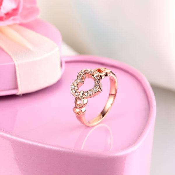 14K Rose Gold Heart Promise Ring 0.1ct Natural Diamond