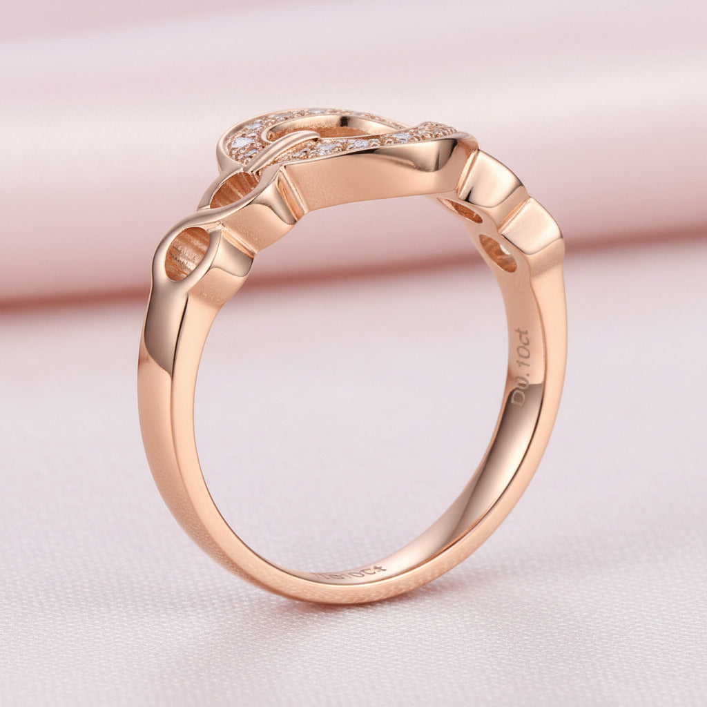 14K Rose Gold Heart Promise Ring 0.1ct Natural Diamond Option-Black Diamonds New York