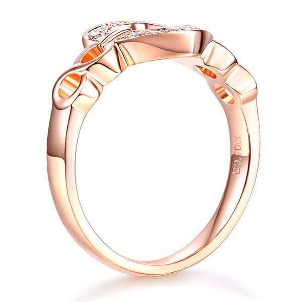 14K Rose Gold Heart Promise Ring 0.1ct Natural Diamond
