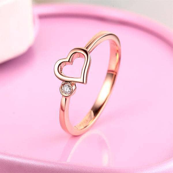 14K Rose Gold Heart Ring 0.02Ct Natural Diamond-Black Diamonds New York