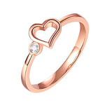 14k Rose Gold Heart Ring 0.02Ct Natural Diamond Option
