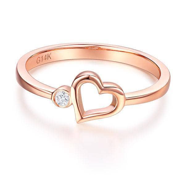 14K Rose Gold Heart Ring 0.02Ct Natural Diamond-Black Diamonds New York