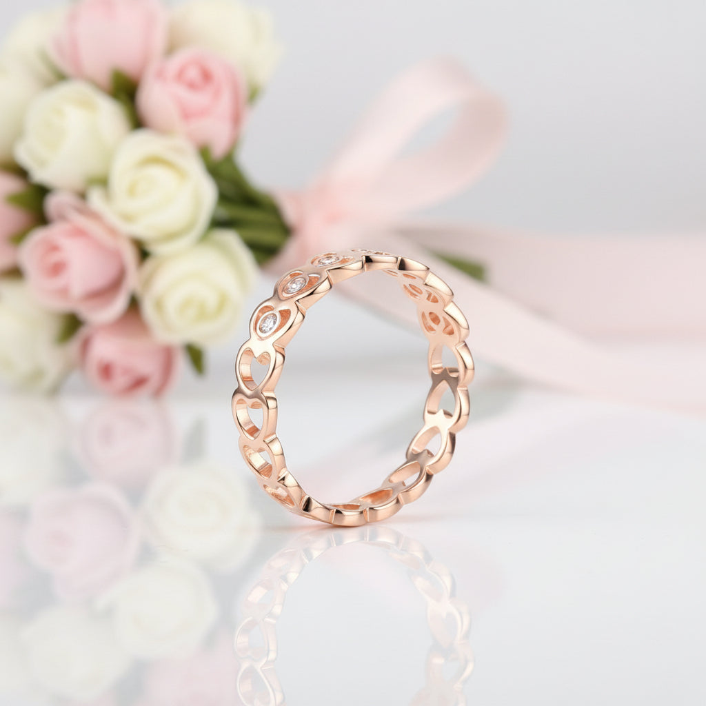 14k Rose Gold Heart Ring 0.07ct Natural Diamond Option-Black Diamonds New York