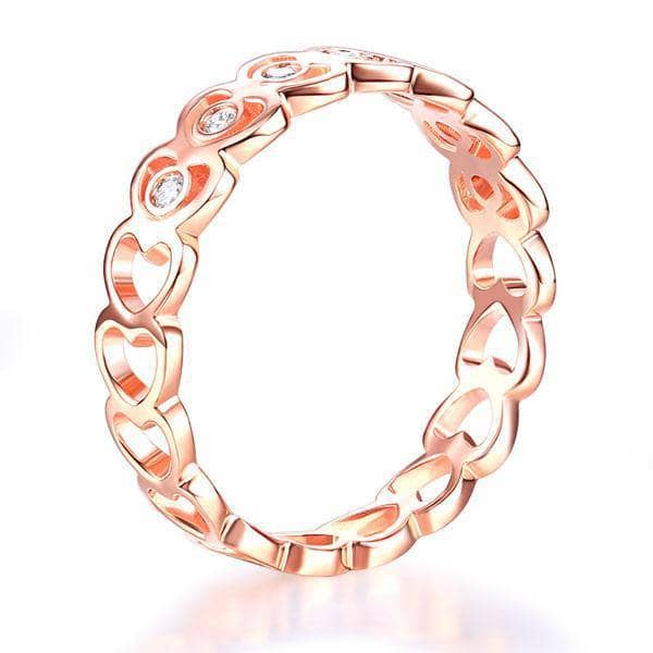 14K Rose Gold Heart Ring 0.07ct Natural Diamond