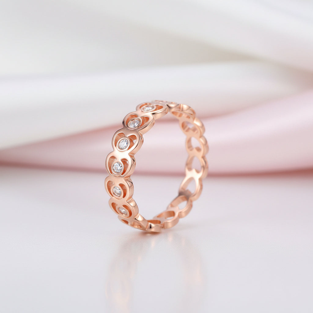 14k Rose Gold Heart Ring 0.07ct Natural Diamond Option-Black Diamonds New York