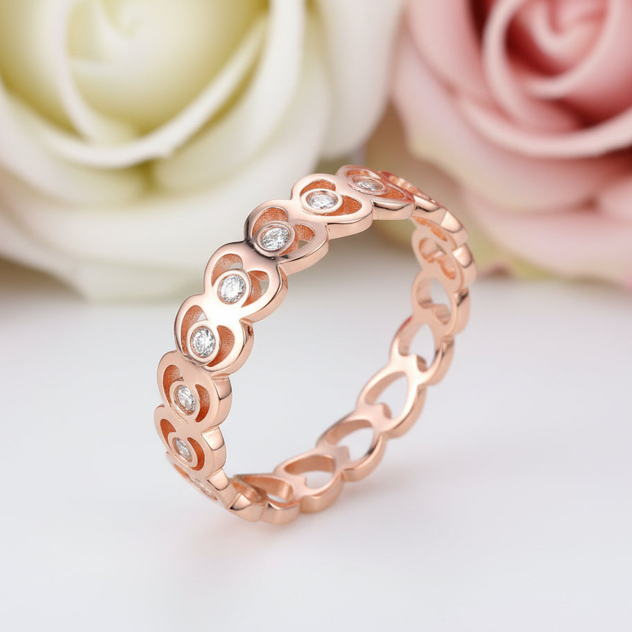 14k Rose Gold Heart Ring 0.07ct Natural Diamond-Black Diamonds New York