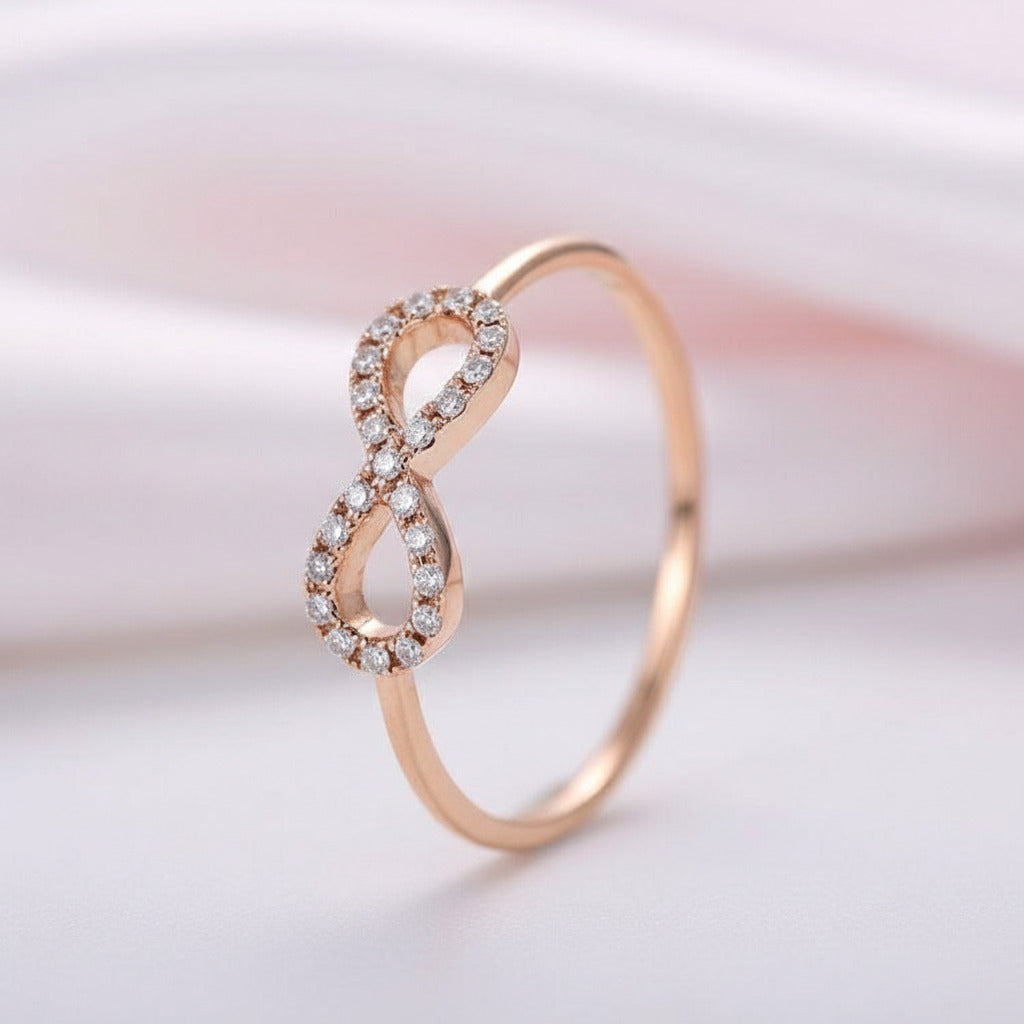 14k Rose Gold Infinite Love Diamond Option Wedding Band-Black Diamonds New York