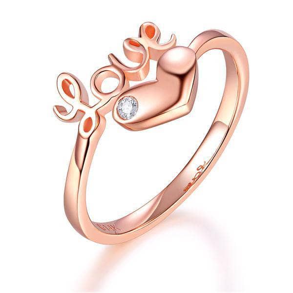 14K Rose Gold Love Heart Ring 0.01ct Natural Diamond