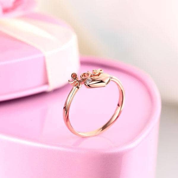 14K Rose Gold Love Heart Ring 0.01ct Natural Diamond-Black Diamonds New York