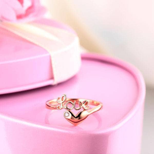 14K Rose Gold Love Heart Ring 0.01ct Natural Diamond-Black Diamonds New York