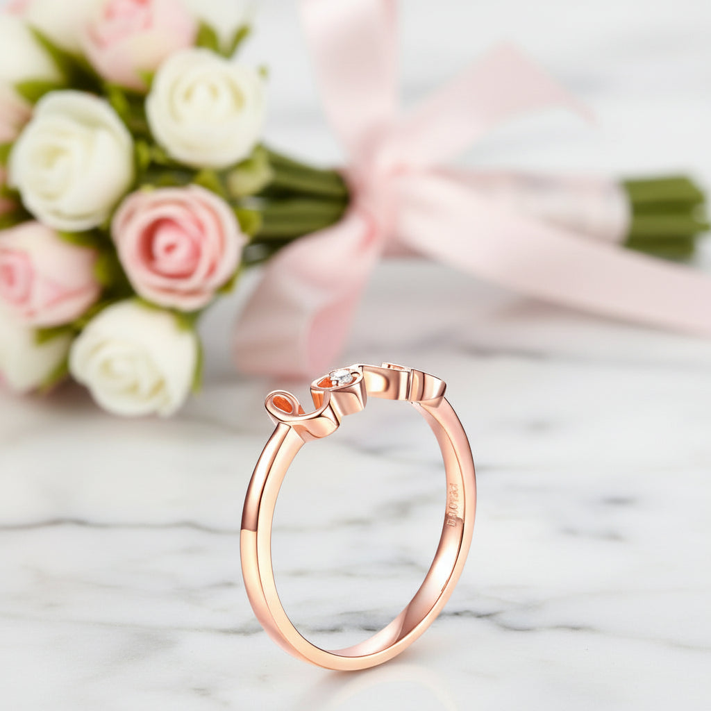 14k Rose Gold Love Ring 0.01ct Natural Diamond-Black Diamonds New York