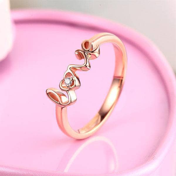 14K Rose Gold Love Ring 0.01ct Natural Diamond-Black Diamonds New York