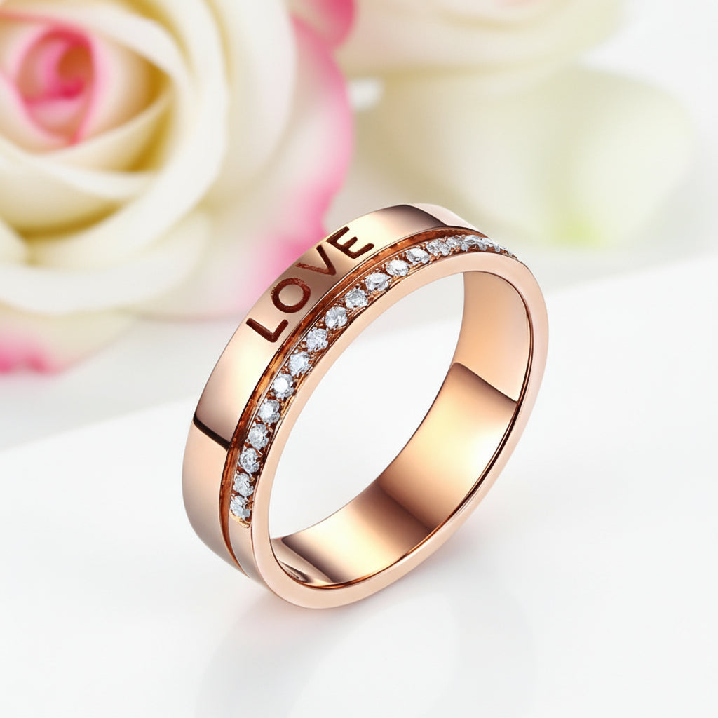 14k Rose Gold Love Wedding Band 0.12ct Natural Diamonds-Black Diamonds New York