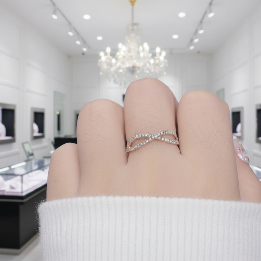 14k Rose Gold Diamond Option Split Shank Wedding Band-Black Diamonds New York