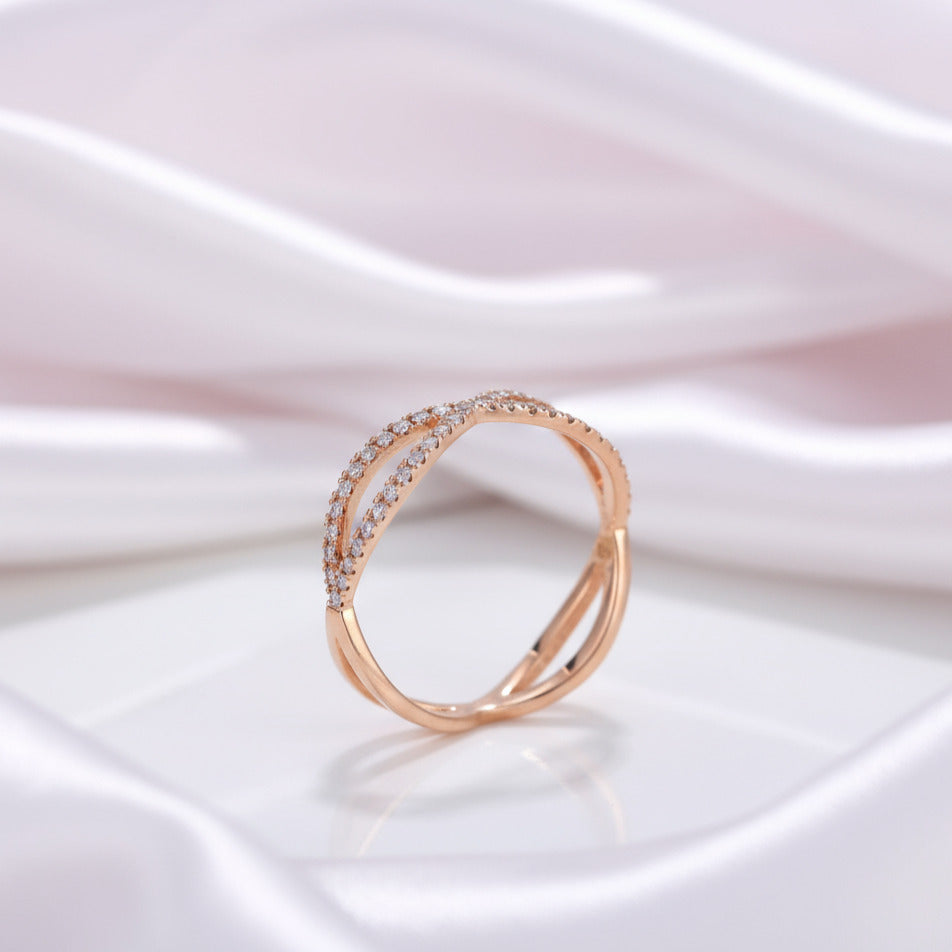 14k Rose Gold Diamond Split Shank Wedding Band-Black Diamonds New York